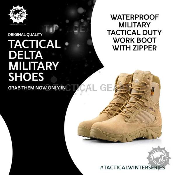 Original quality waterproof tan military tactical duty work boots with zippers
