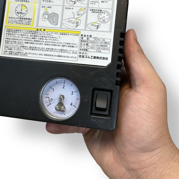 Original tire inflator with pressure gauge and on/off switch for car use