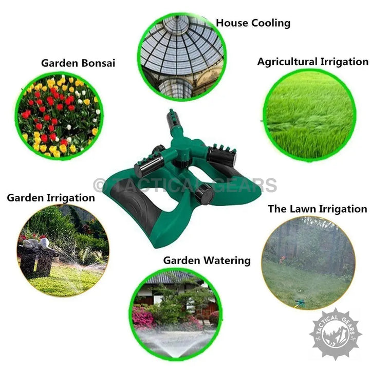 Green and black multi-purpose oscillating sprinkler with adjustable nozzles for lawn watering
