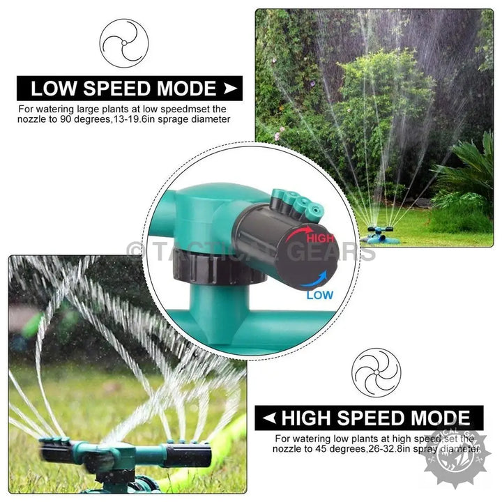 Black oscillating sprinkler for adjustable garden watering and lawn irrigation