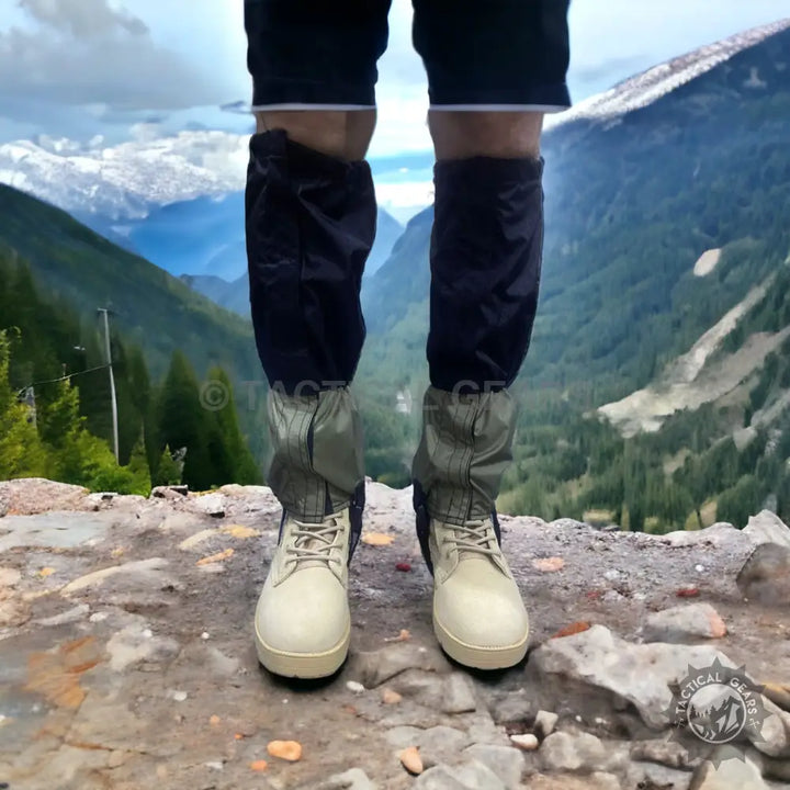 Outdoor activities hiking boots with waterproof gaiters for trekking and adventure
