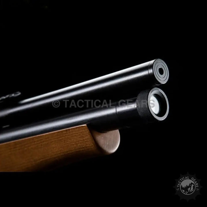 Close-up of barrel and air cylinder of ARTEMIS P10 Air Rifle for precise shooting