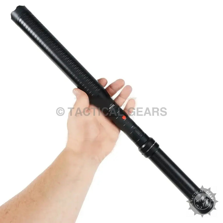 Black extendable baton with textured grip and spiked end from Paralyzer High Voltage Pulse Batons