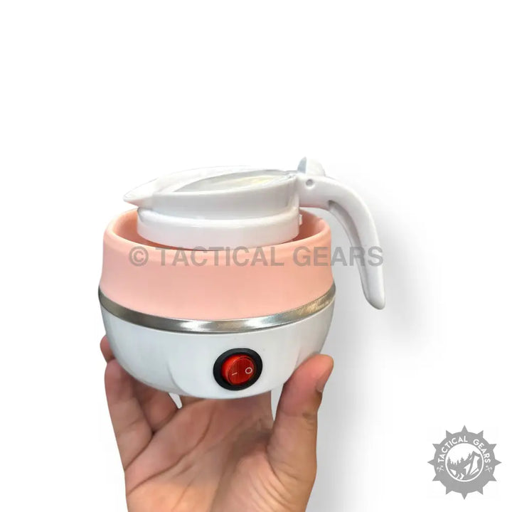 Pink 600ml travelling folding kettle, pink collapsible electric travel kettle