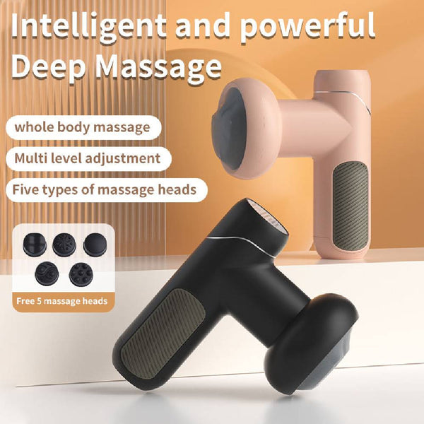 Pink Deep Rolling Massager with 5 Heads and Portable Massage Gun for deep rolling relief
