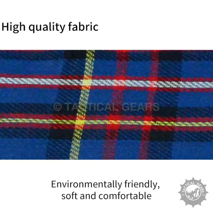 Close-up of blue tartan picnic blanket with red white and yellow stripes for Portable Picnic Waterproof Mat