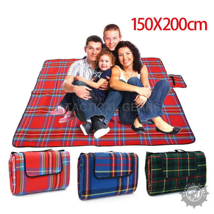 Colorful plaid foldable picnic blanket and waterproof picnic mat for outdoor fun