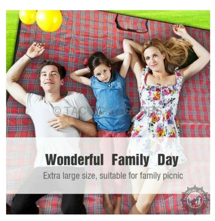 Red plaid picnic blanket on Portable Picnic Waterproof Mat for outdoor picnics