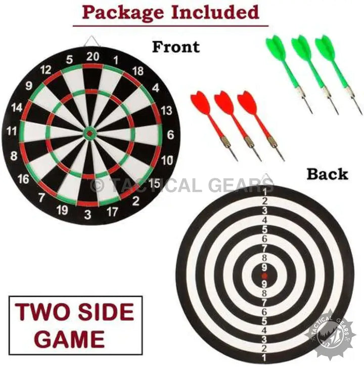 Wooden 17-Inch Double Faced Dart Board with six darts for smart play and fun