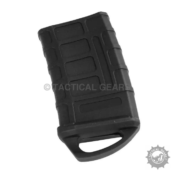 Black polymer rifle magazine with integrated pull loop and rubber cover for pmag-magazine rubber cover