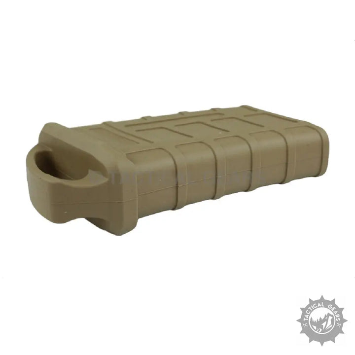 Tan polymer magazine assist grip on PMAG-Magazine Rubber Cover for enhanced handling
