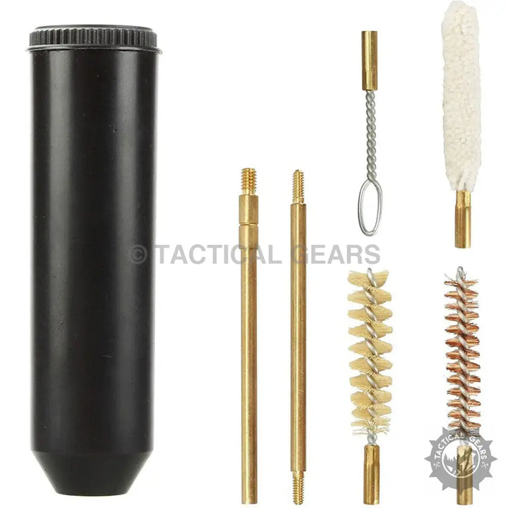 Pocket Size Cleaning Kit with storage tube and brushes for firearm cleaning