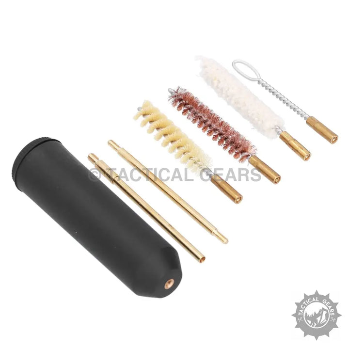 Pocket Size Cleaning Kit with gun cleaning brushes and rods in a black storage case