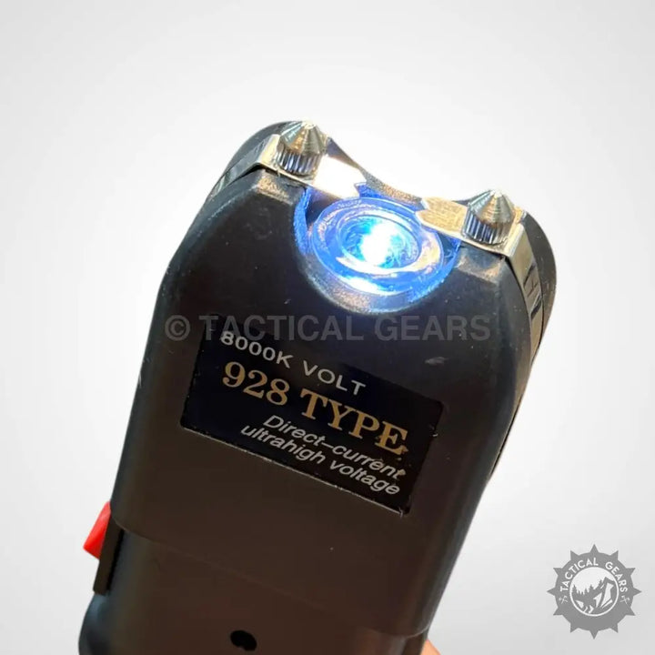 Black portable anti riot 8000V self-defense stun gun with blue light emission