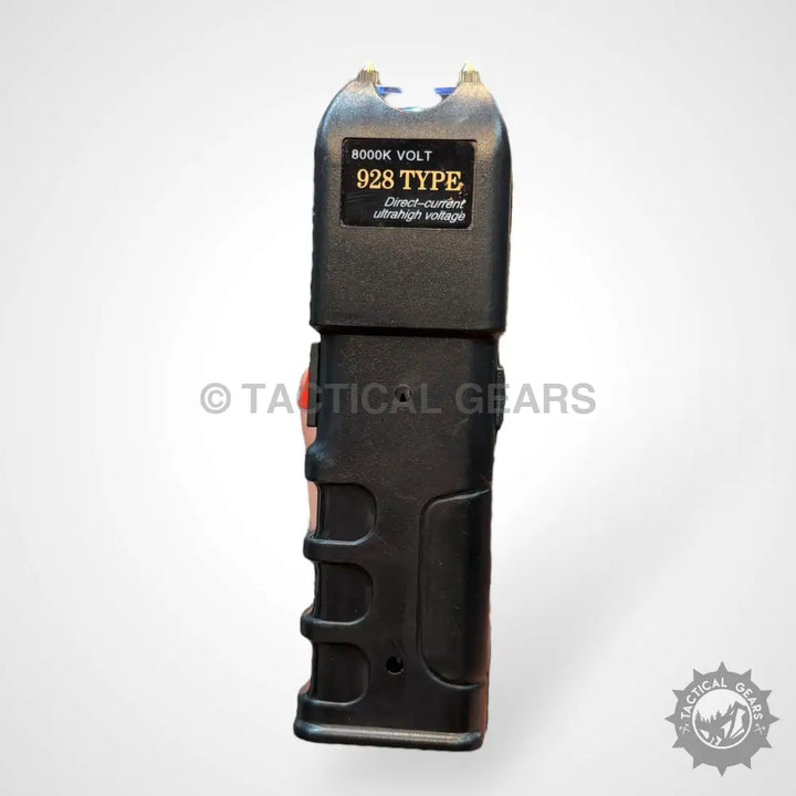 Black stun gun with ribbed grip for Portable Anti Riot 8000V Self Defense