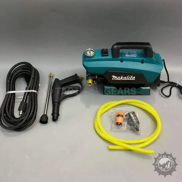 Teal and black Makalita portable electric cleaning machine with foam cannon accessories