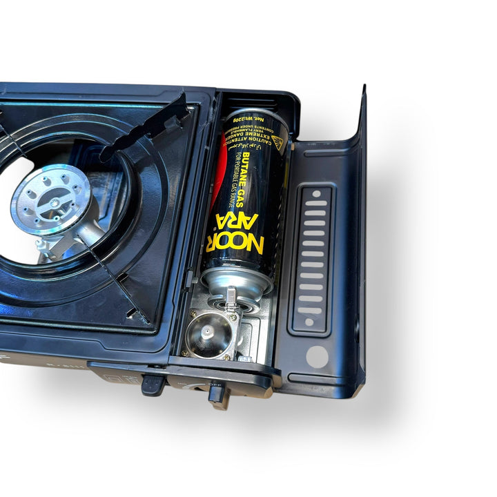 Portable gas burner stove with case and free bottle, compact portable gas stove for camping