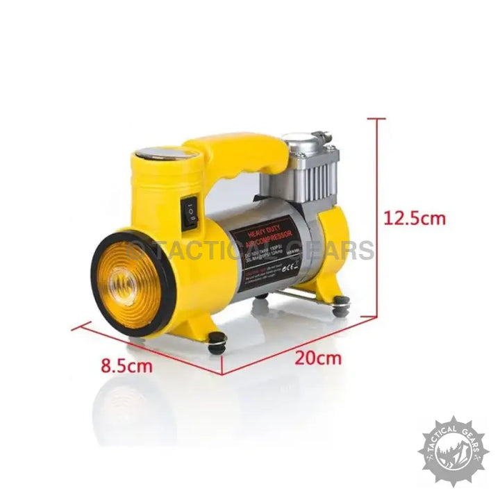 Yellow and silver Heavy Duty Compressor CYCLONE with built-in light for portable use