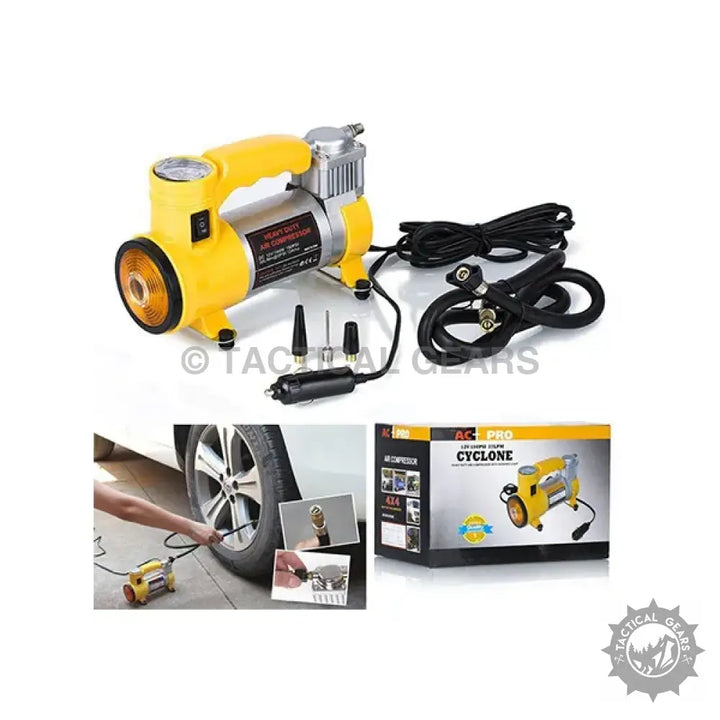 Yellow and silver heavy duty compressor with pressure gauge for CYCLONE Heavy Duty Compressor