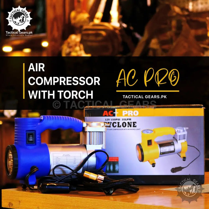 Blue and silver heavy duty compressor with integrated torch and cables in CYCLONE product