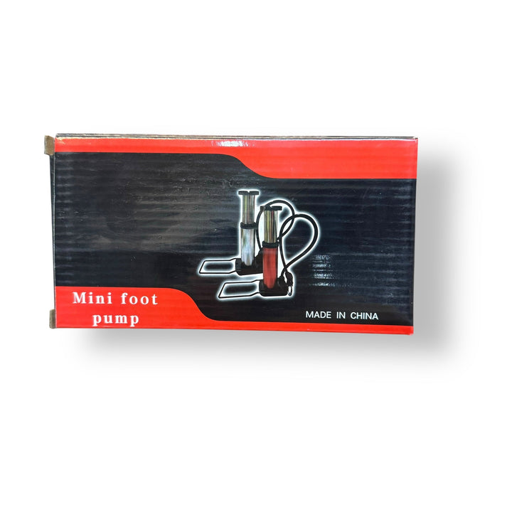 Box for Portable Imported Mini Foot Pump with illustration and MADE IN CHINA text