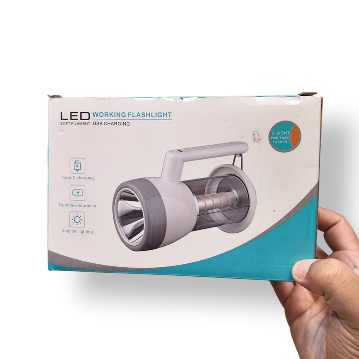 Portable LED Flashlight Lantern with rechargeable LED flashlight, warm lamp, and Type-C USB charge