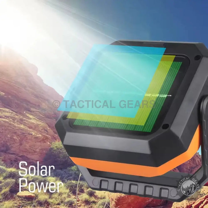 Solar-powered outdoor rugged portable LED lamp for outdoor illumination and energy efficiency