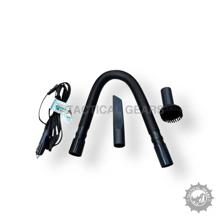Black flexible vacuum hose with attachments and car power adapter for Portable Rechargeable Car Vacuum Cleaner