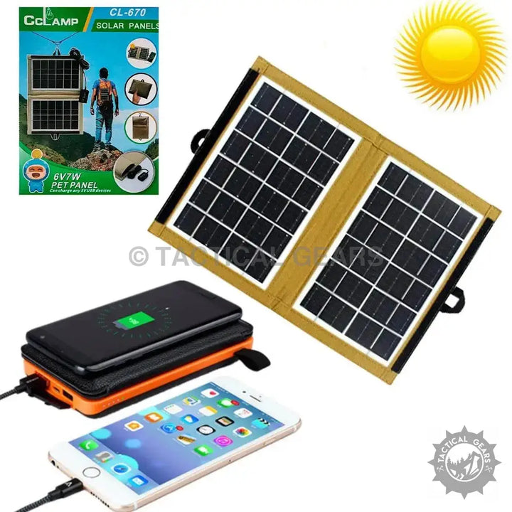 Portable Solar Charger CL-670 with compact solar panels for charging electronic devices