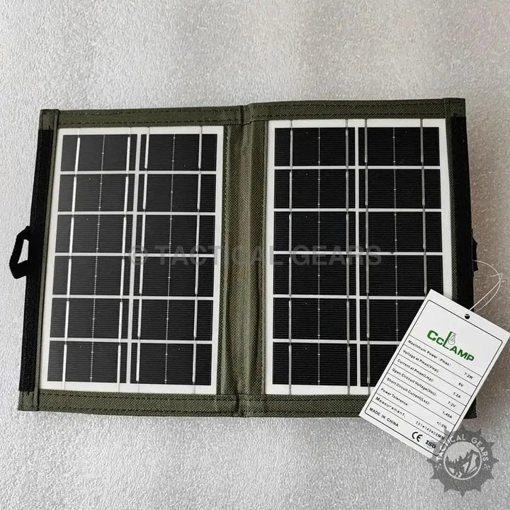 Foldable Portable Solar Panel Charger with Olive Green Fabric Casing for Outdoor Use