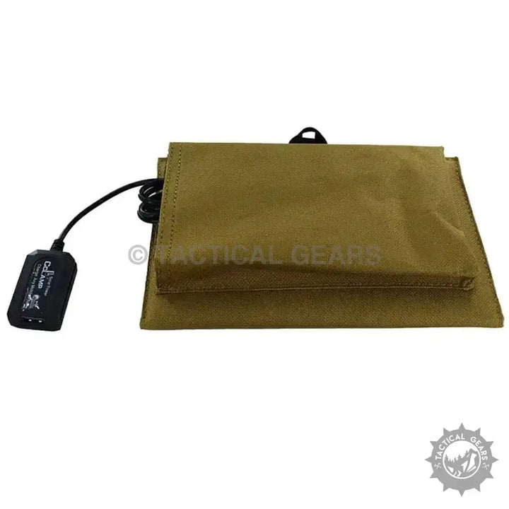 Olive drab tactical pouch with black electrical component for Portable Solar Charger CL-670 with solar panels