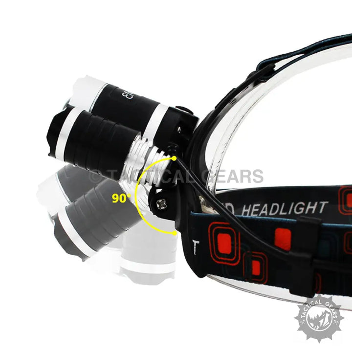 Black and white adjustable headlamp with multiple LED lights and powerful 4-mode settings