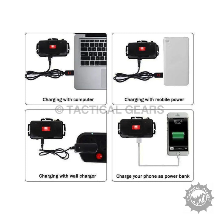 Powerful 4-Mode Headlamp with adjustable strap, USB charging, and phone charging ability