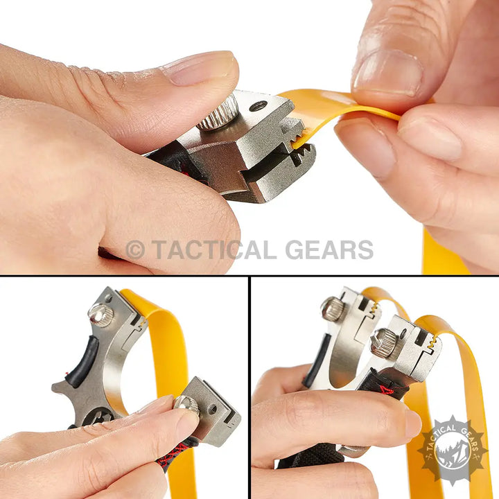 Metal and rubber laser hunting slingshot with adjustable band for powerful laser hunting