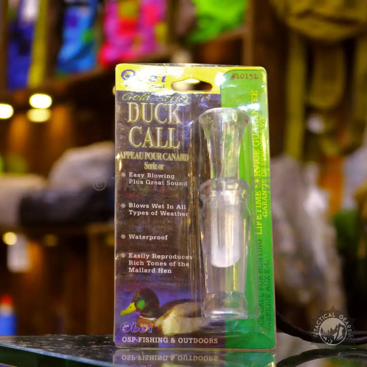 Professional Canard Duck Call in clear acrylic, easy blow, waterproof, reproduces mallard hen tones