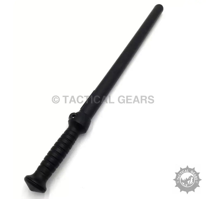 Black expandable polymer security baton with ridged grip for enhanced security and control