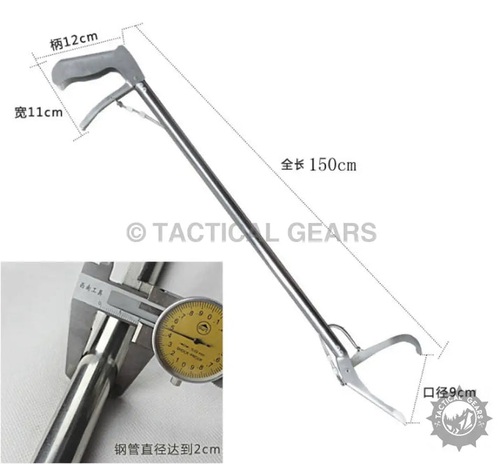 Professional snake catcher stick with long handle pistol grip and wide jaw for safe snake catching