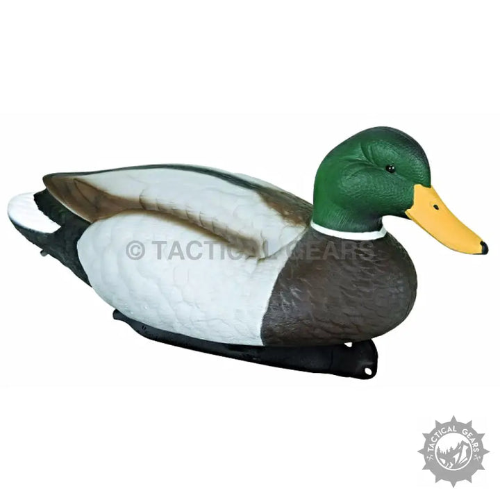 Mallard duck decoy with green head and yellow bill for hunting or decor