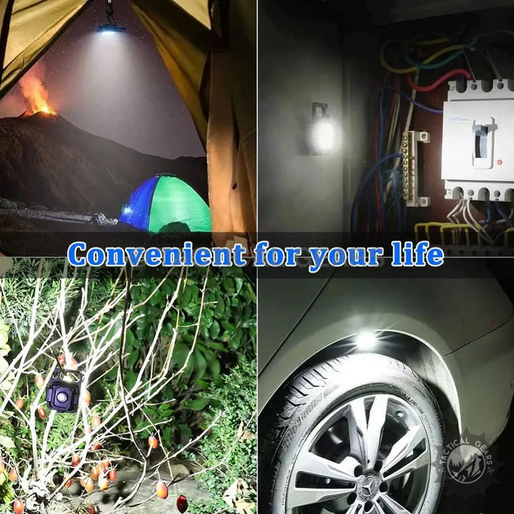 Multi-purpose portable LED light with magnet base spotlight and built-in bottle opener