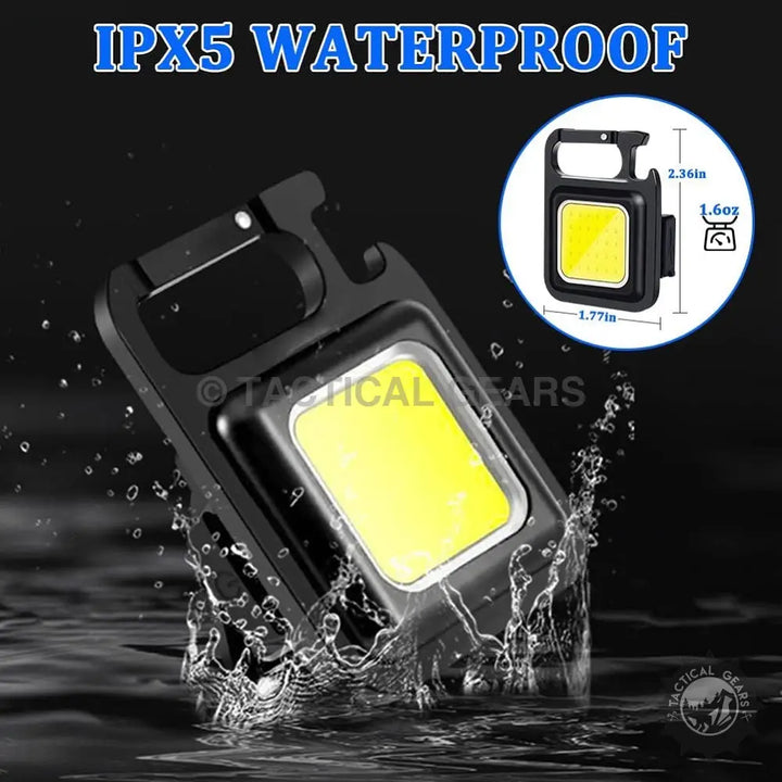 Black waterproof Magnet Base Spotlight with Bottle Opener and integrated carabiner clip