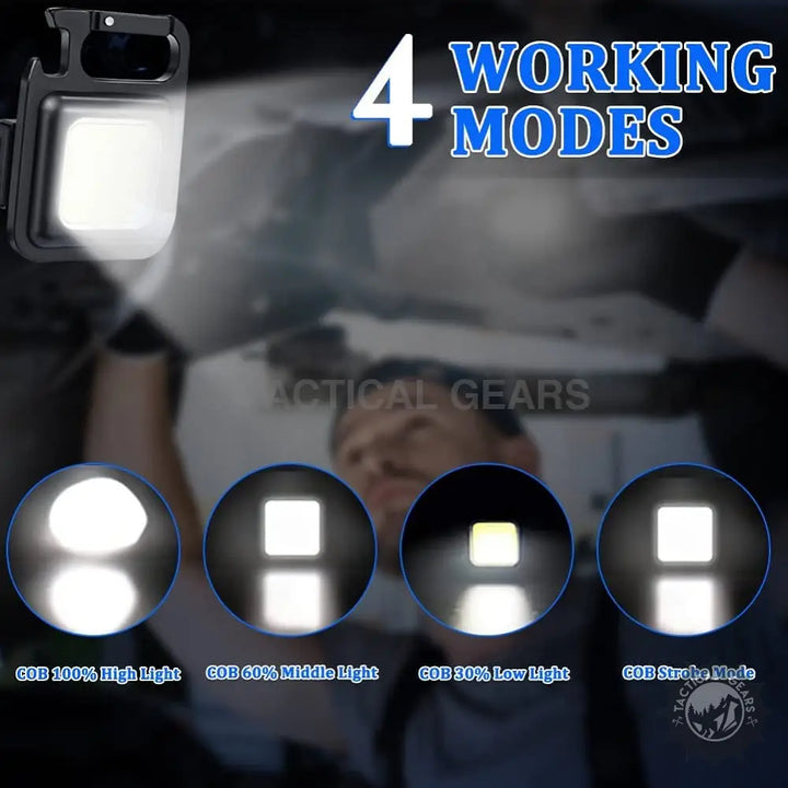 Black Magnet Base Spotlight with Bottle Opener featuring four adjustable work modes