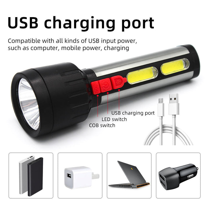 Rechargeable LED Flashlight C191U with Side COB Lights and USB Charging for Coba USB LED and USB LED Flashlight needs