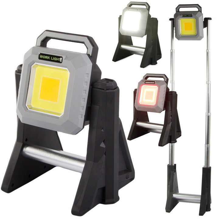 Adjustable LED folding work light with multiple modes and multifunctional telescopic power bank