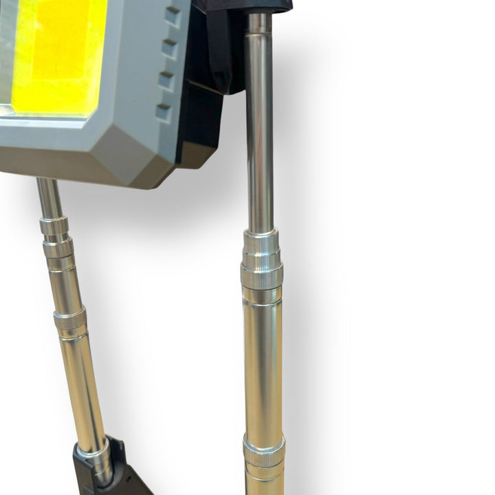 Rechargeable LED Folding Work Light with adjustable telescoping legs and 9000mAh power bank