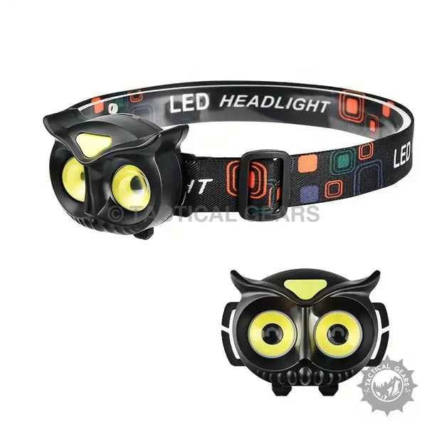 Black owl-shaped LED headlamp with adjustable strap for Rechargeable WT209 Headlight use