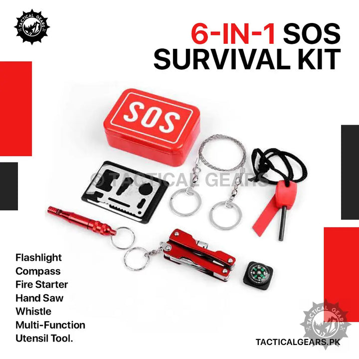 6 in 1 SOS Survival Kit Camping & Hiking