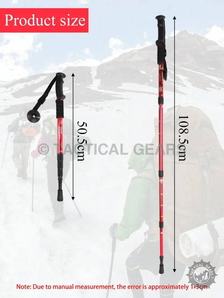 Red and black AntiShock hiking stick with adjustable antishock trekking pole