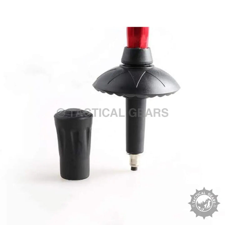 Black Antishock Hiking Stick Knob with Red Accent Grip