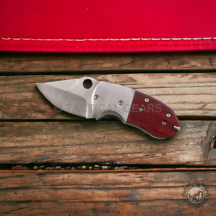 Browning Mini Folding Knife with Red Silver Handle and Steel Blade