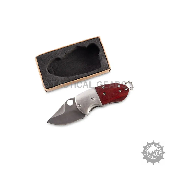 Browning Mini Knife: red and silver folding pocket knife with wooden handle
